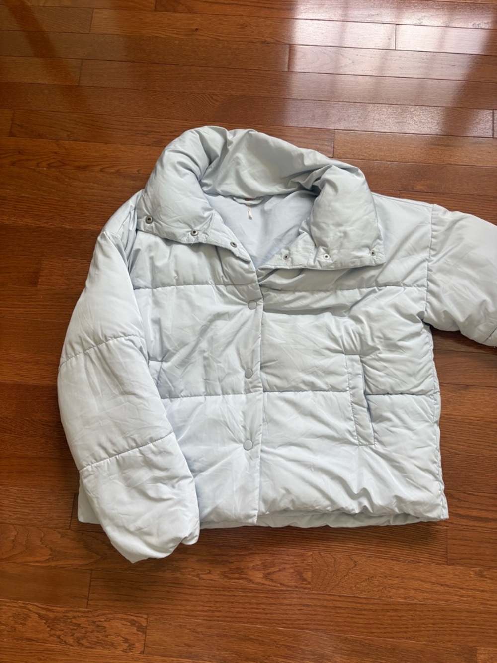 Free People Light Gray/White Puffer Jacket